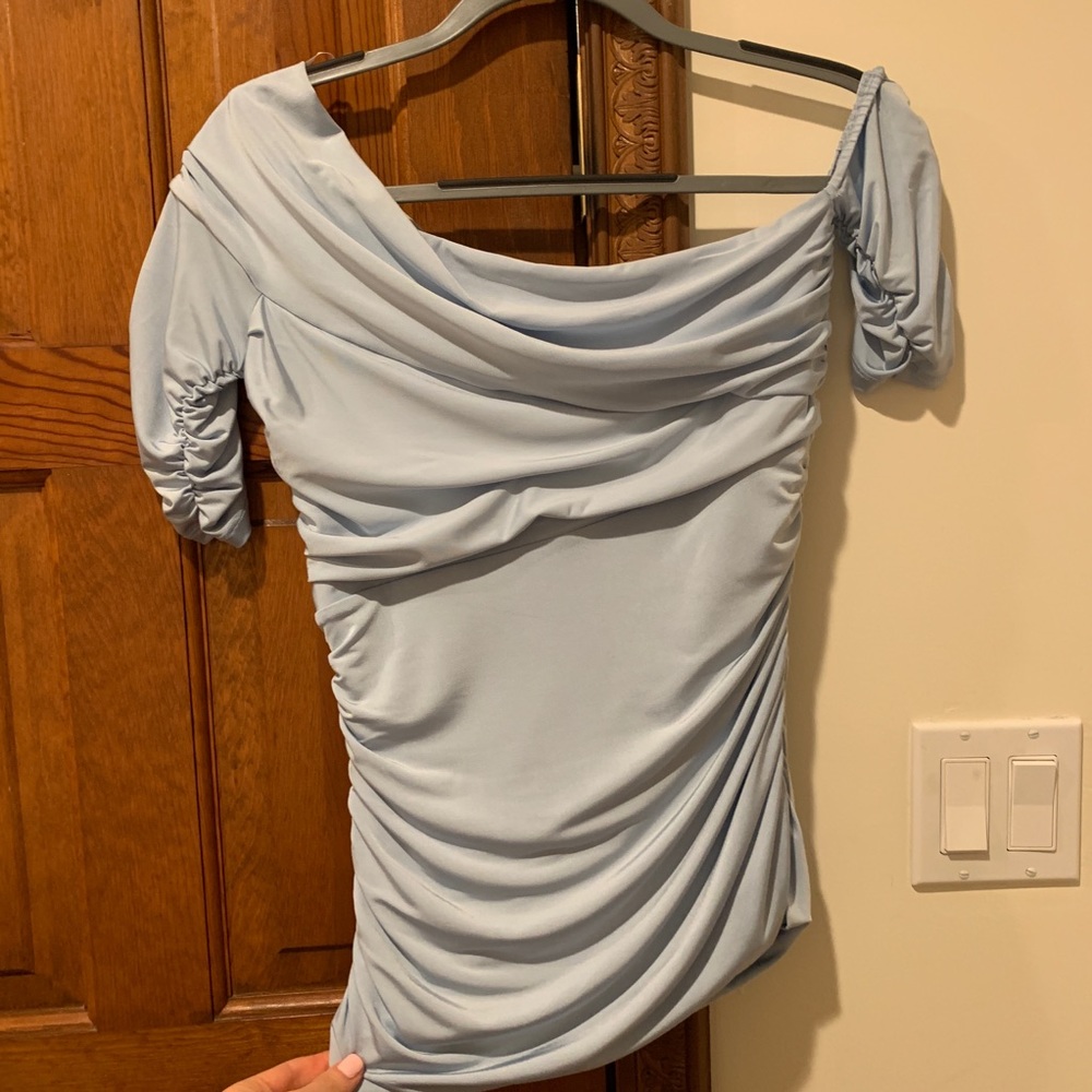 Vince Camuto baby blue off shoulder blouse top